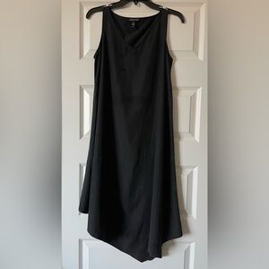 Eileen Fisher Asymmetrical Tencel Knee Length Black Hem Dress Size XS